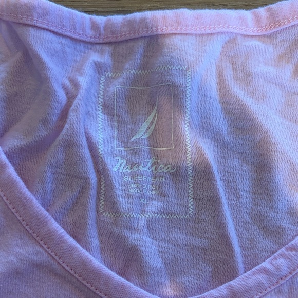 Nautica Soft Pink V-Neck Long Sleeve Tee - Picture 2 of 2
